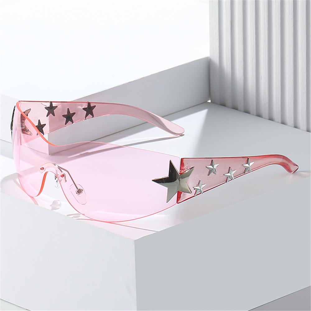 ChimCool-Lunettes de soleil noires pour femmes et hommes, lunettes d'été UV400, mode punk Y2K, décor d'étoiles, nuances, lunettes de voyage en plein air