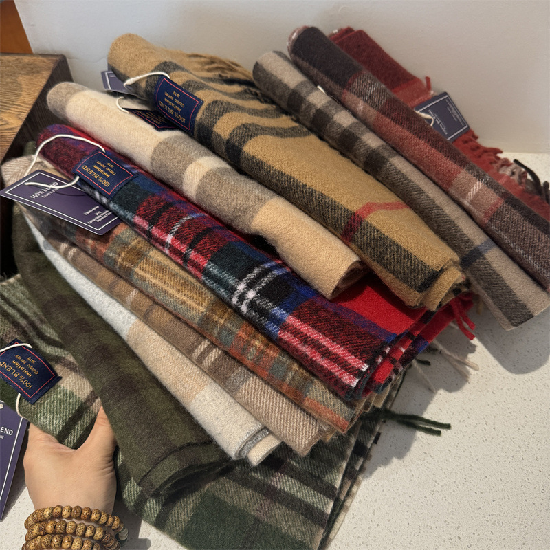 Écharpe de luxe unisexe à carreaux, effet cachemire australien, chaude pour l'hiver, pour couple.