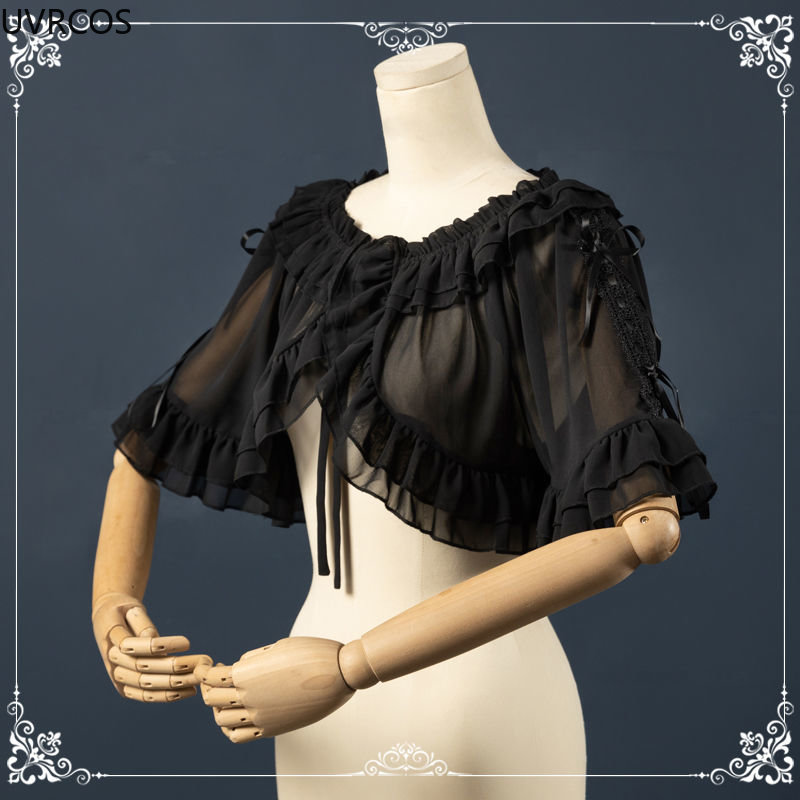 Été doux Lolita châle manteau femmes Vintage élégant nœud pansement en mousseline de soie Cardigan ample couverture extérieure haut mignon mince maille Cape manteau