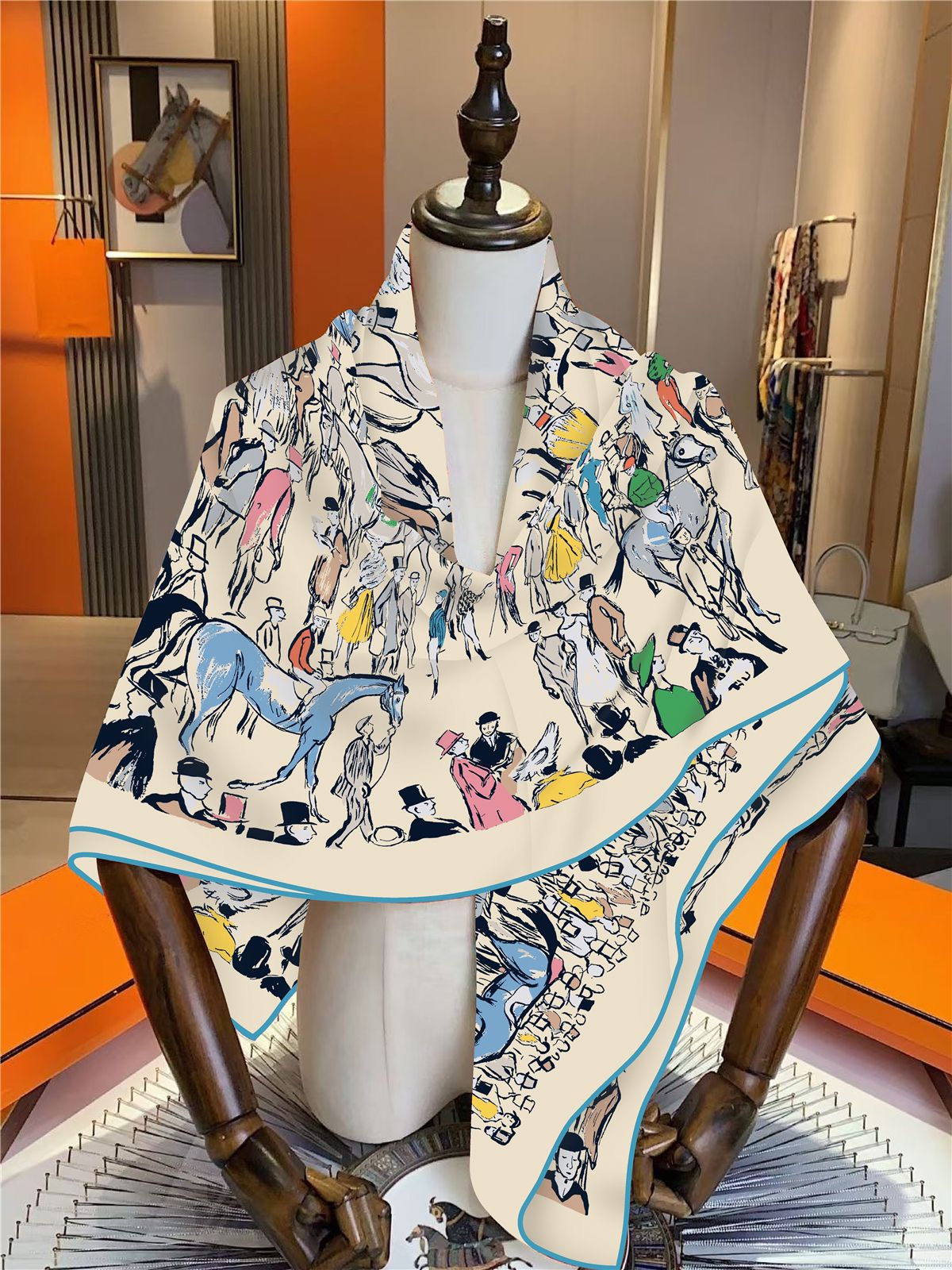 Écharpe de luxe en fausse soie et laine pour femmes, 130x130cm, chaude et lisse, grand cadeau de noël, d'anniversaire, toutes les Occasions