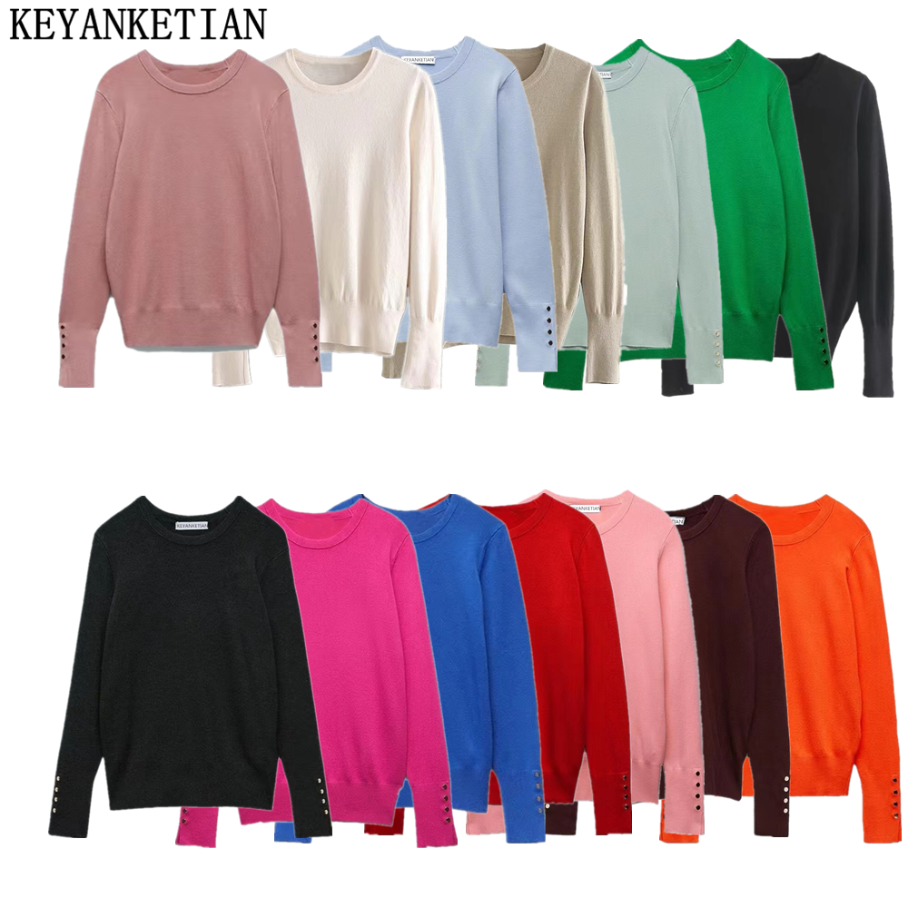 EllYANEllTIAN-Pull à manches longues avec boutons pour femme, pull décontracté pour femme, haut chic pour femme, chemises de haute commande, coprésidence