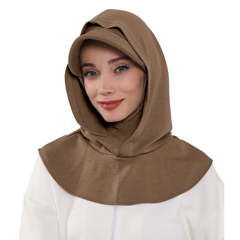 Bonnet Hijab Premium à Couverture Complète, Couleur Unie, Prêt-à-porter, Turban Musulman Double Couche pour Femme