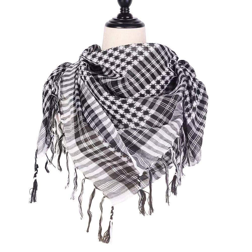 Grande Écharpe Arabe Shemagh avec Pompon, Foulard de Costume pour la Tête et le Cou, Bandana pour Hommes et Femmes