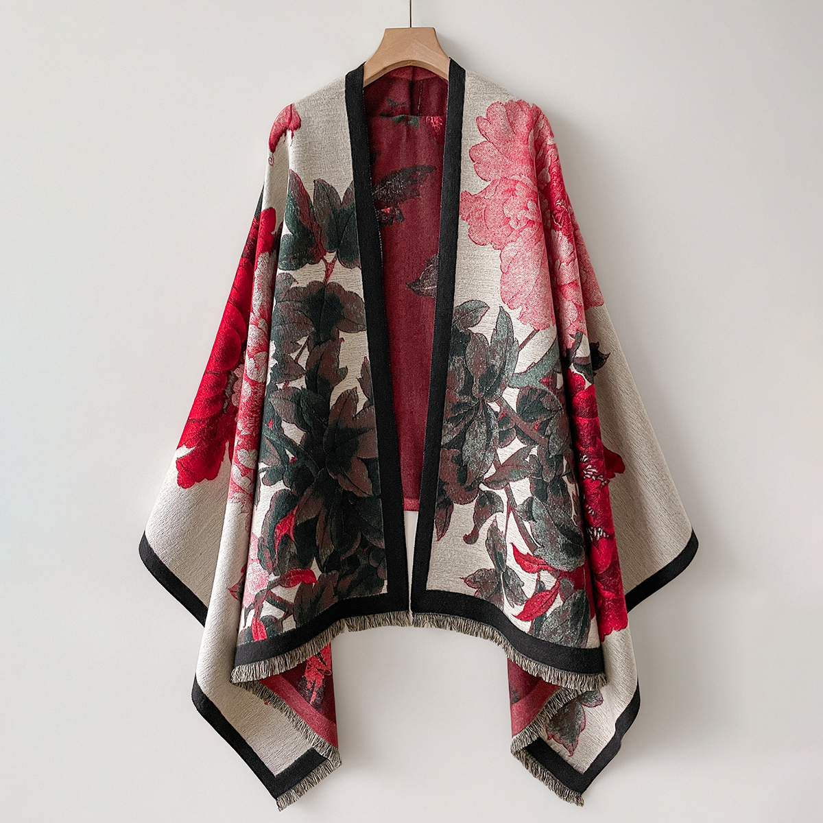 Poncho chaud de luxe en cachemire pour femme, écharpe d'hiver en Jacquard à fleurs, châle enveloppant, couverture Pashmina épaisse, Bufanda de voyage