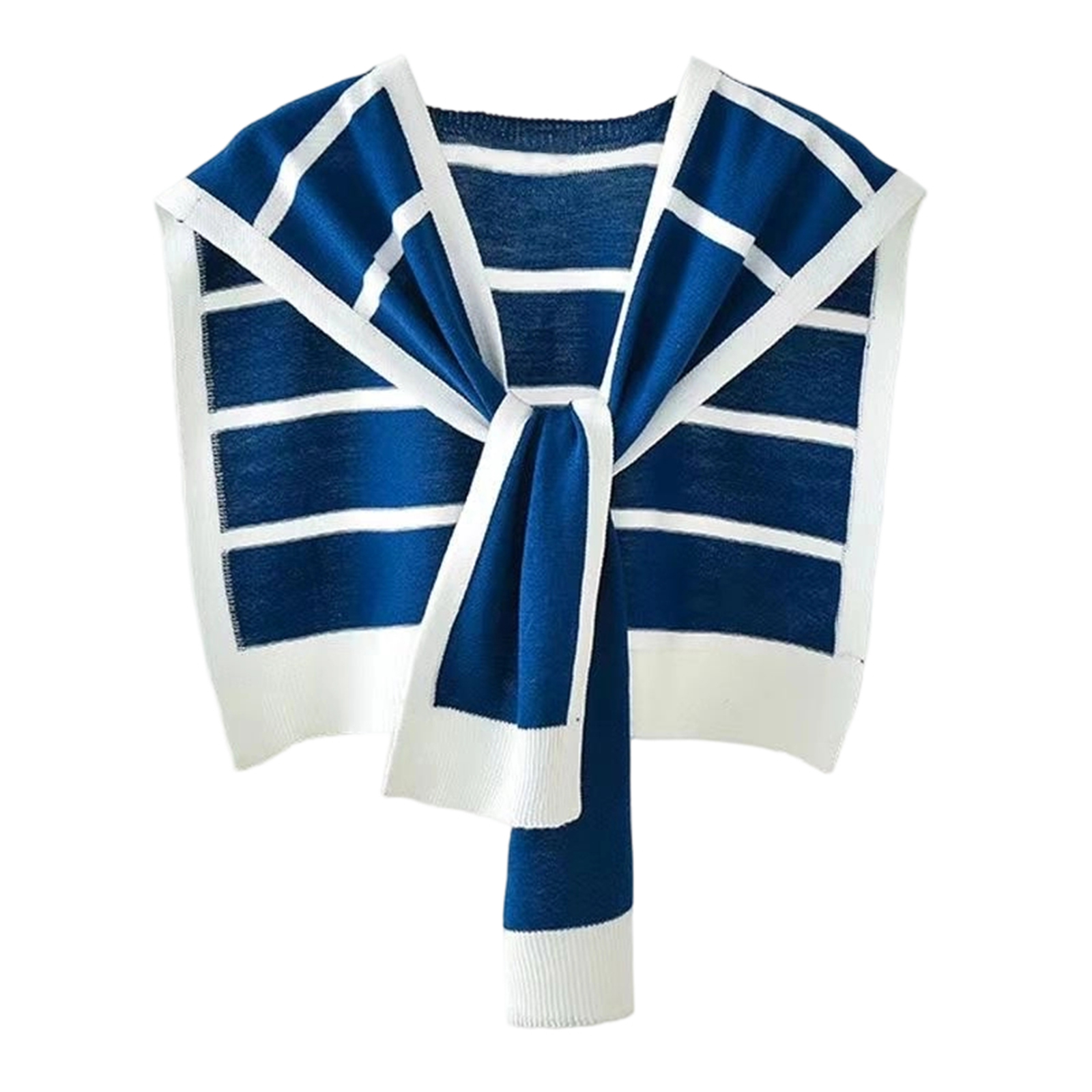 Châle en tricot rayé, tendance chic, écharpe pour femmes, motif noir et blanc élégant, vêtement d'extérieur polyvalent, accessoire élégant