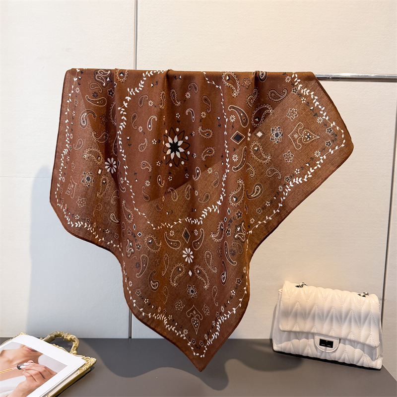 Foulard carré rétro imprimé Paisley, 65x65cm, sensation de coton, foulard chaud, décoration pour femmes, Foulard doux, Bandana, printemps automne
