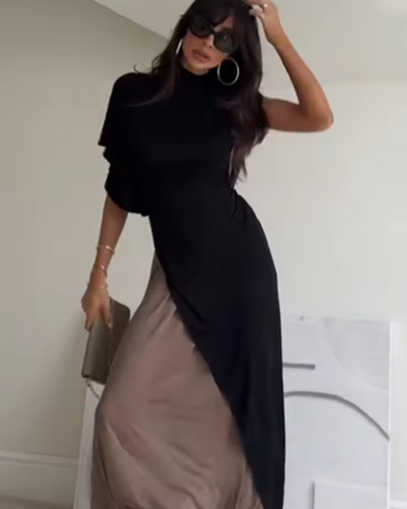 Robe Femme 2026 Nouvelle Collection Printemps-Été Noire Asymétrique à Volants pour Femme Chic Décontractée Personnalité Tendance