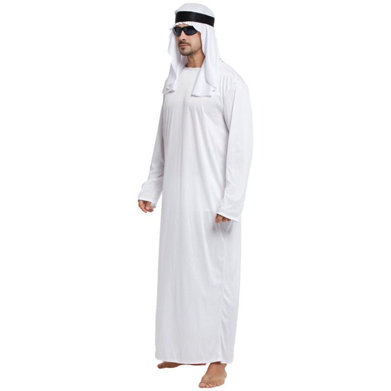 Tenues masculines arabe Uae Robe pour hommes manches longues arabe musulman moyen-orient col rond dubaï Thobe longue Abaya avec bandeau sangle