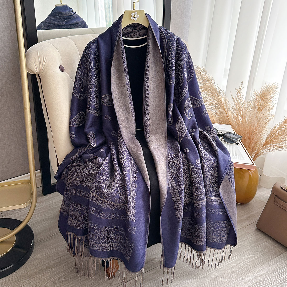 Nouvelle marque de luxe bohême Pashmina Paisley Hijab écharpe longue châle musulman femme Foulard doux Turban enveloppes pour femmes bandeau