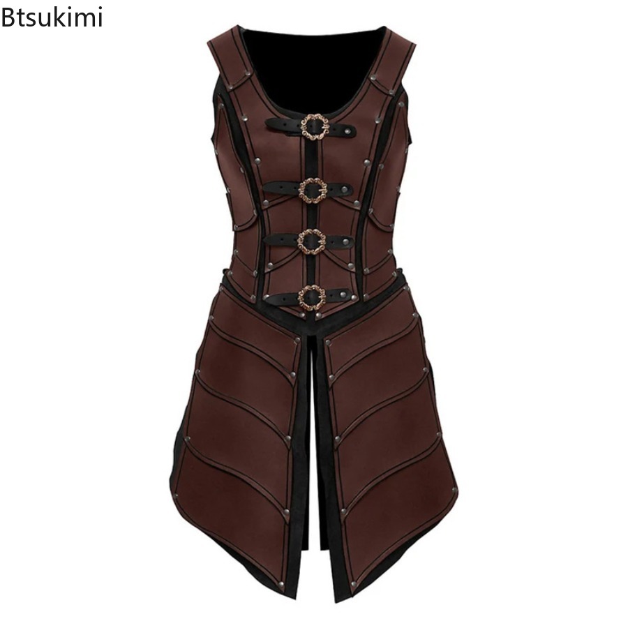 Gilet gothique Vintage en cuir Viking de la Renaissance médiévale, armure elfe Archer chevalier guerrier, Costume de Cosplay rétro, tenue d'halloween
