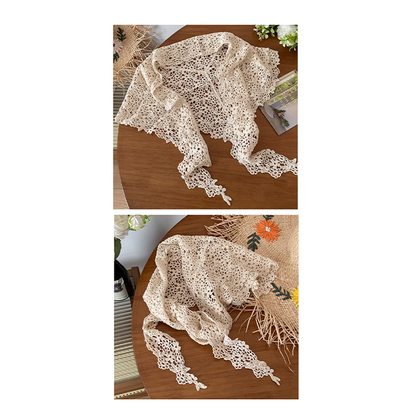 Écharpe triangulaire en dentelle florale style Ins, foulard imprimé irrégulier, écharpe de taille, châle fin tricoté, bandeau pour cheveux pour la plage, les fêtes et les voyages