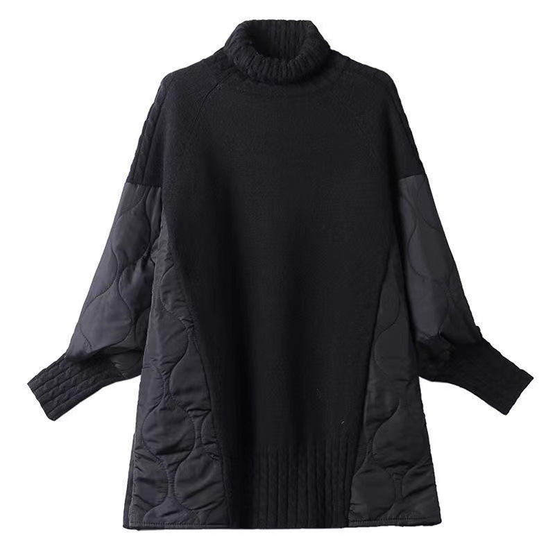 Manteau Parka d'hiver pour femmes, mode polyvalente, épissage, tricoté, vêtements d'extérieur, tempérament décontracté, veste pull pour dames, 2025