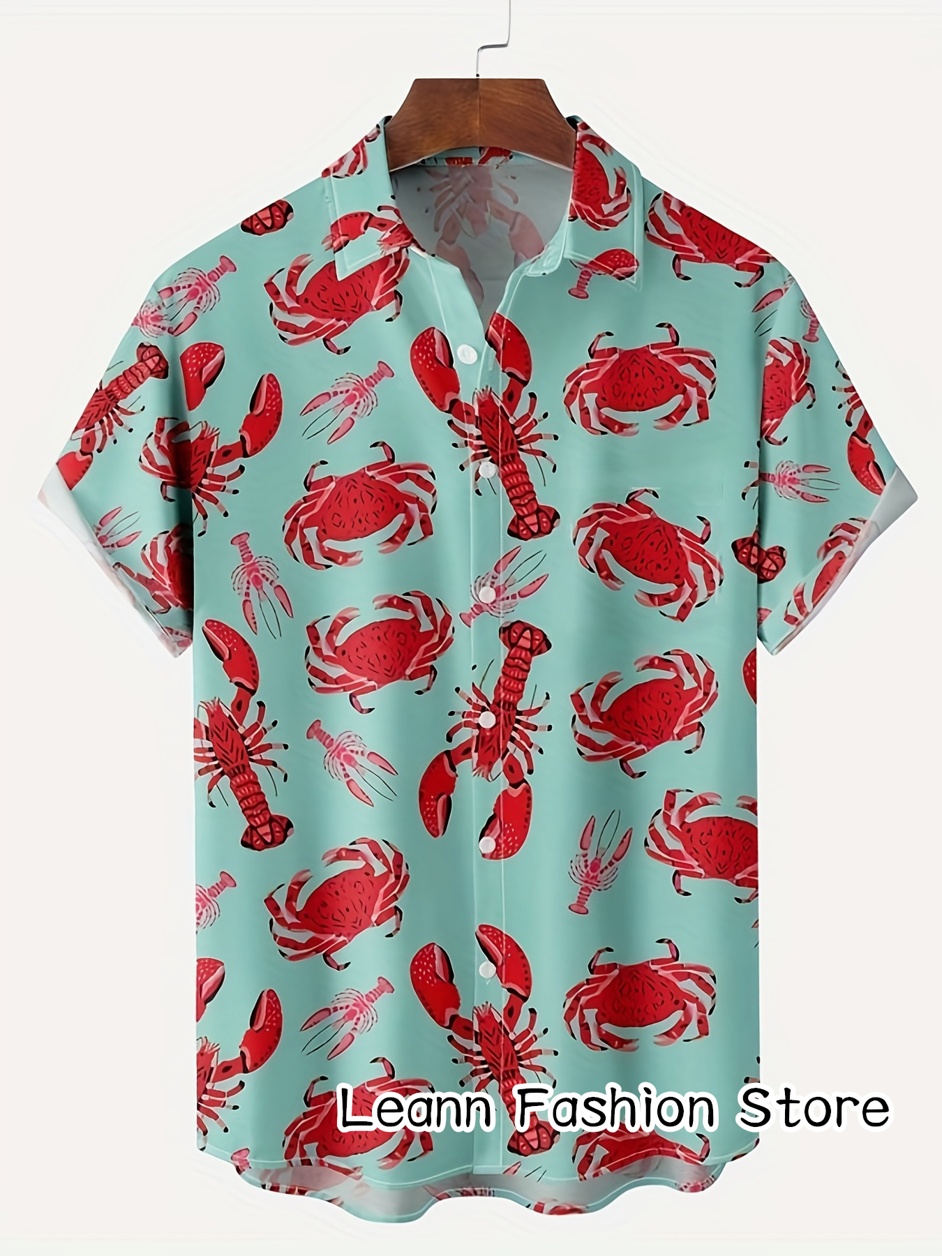 Chemise de plage à manches courtes pour hommes, crabe, imprimé, décontracté, vacances hawaïennes, vêtements de loisirs, mode estivale