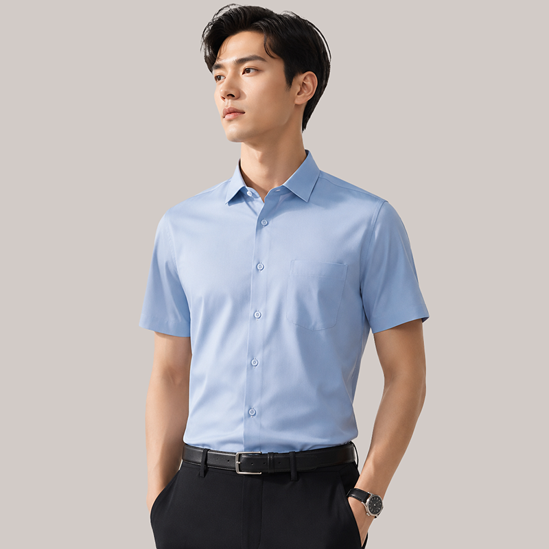 Chemise habillée à manches courtes pour homme, en coton doux et agréable pour la peau, respirante, boutonnée avec poche, haut décontracté d'été pour homme