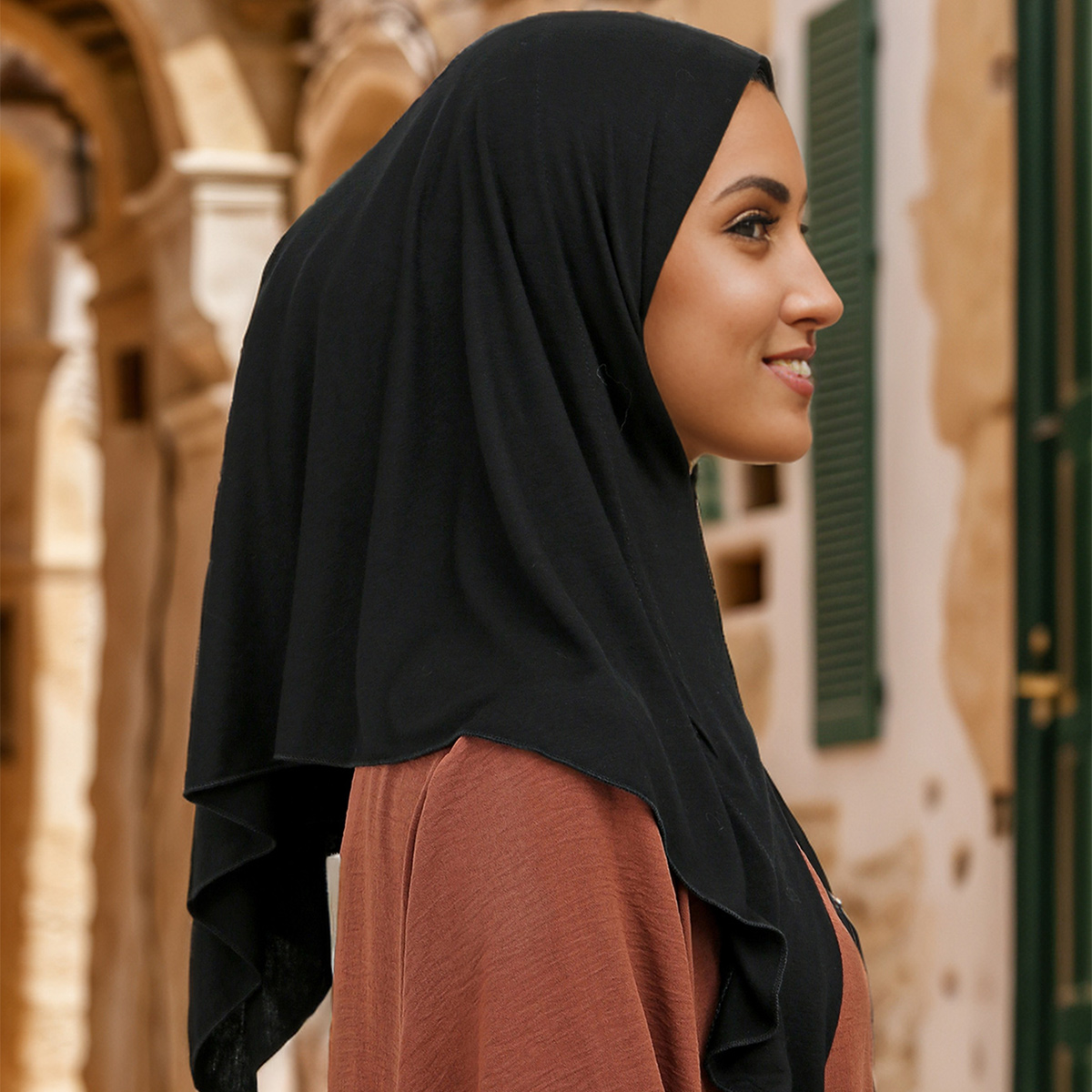 Écharpe Hijab Instantané en Jersey Modal Solide pour Femme Musulmane, Turban Islamique Doux, 68x68cm