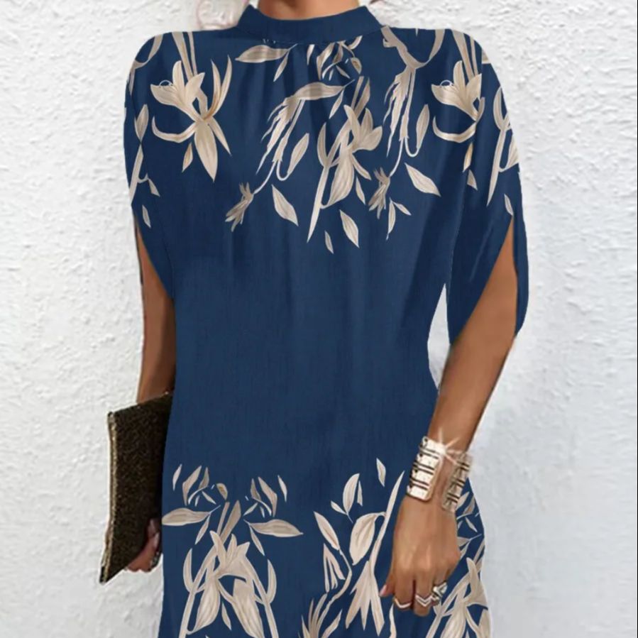 Femmes robe d'été Boho col rond manches courtes Vintage imprimé fleur Mini robe femmes élégantes robes de vacances de plage en vrac