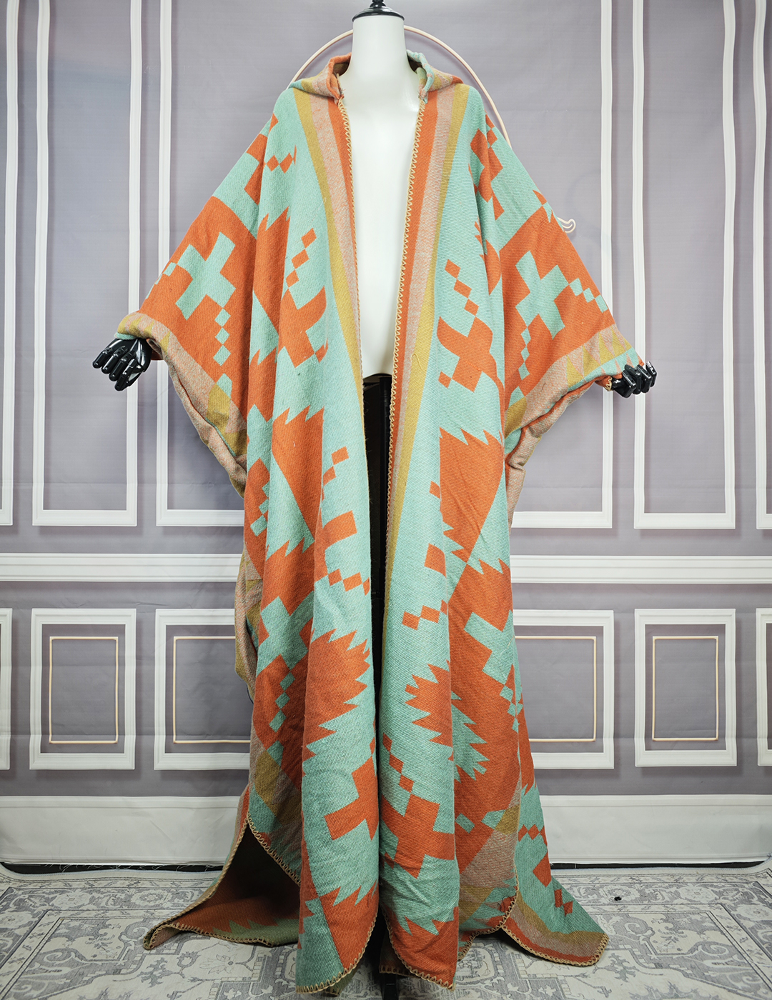 Poncho à capuche pour femmes africaines, mode hiver, ouvert sur le devant, dame musulmane, décontracté, chaud, Streetwear, longs Cardigans pour les vacances