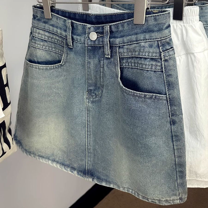 Jupes en Jean pour femmes, Vintage, taille haute, coupe cintrée, délavée, Mini jupes pour femmes, nouvelle mode Y2K, jupes courtes trapèze, 2025