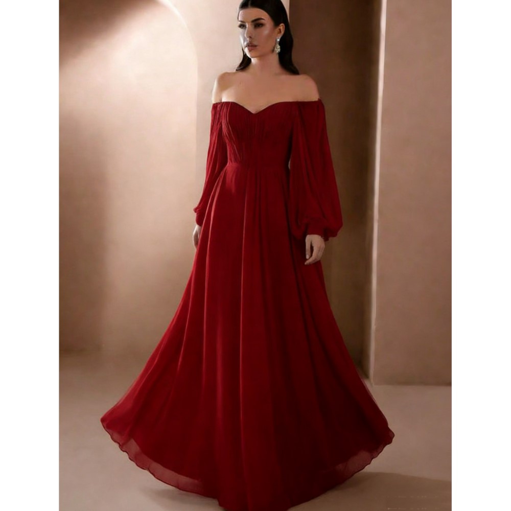 Robes pour femme robes élégantes couleur unie Robe de soirée mince Sexy une ligne cou Style Simple manches longues Style Simple