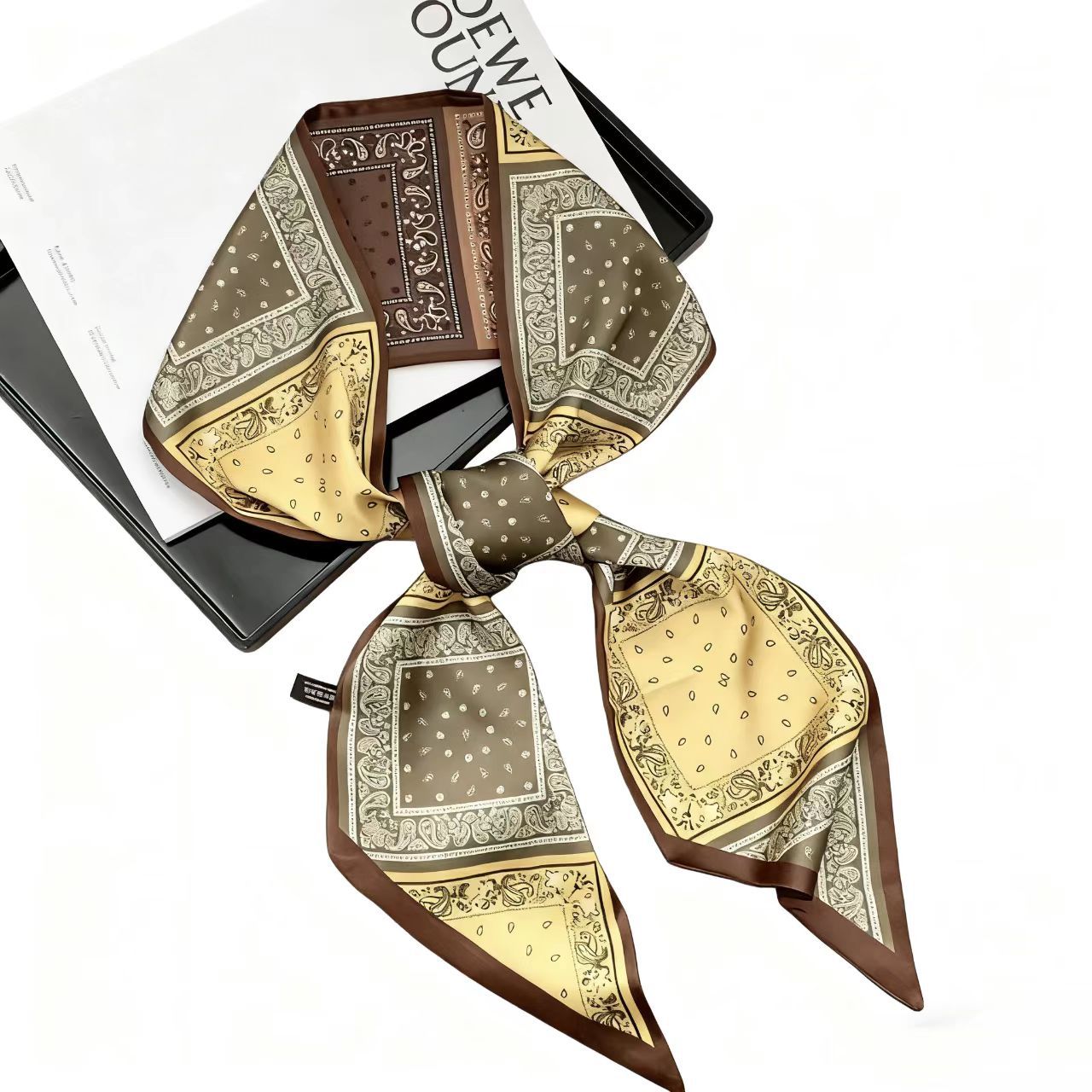 Nouvelles écharpes longues de luxe pour femmes, bandeau rétro, foulard imitation soie, ruban à nouer autour du cou, ceinture florale tendance pour poignet, mouchoir de cou