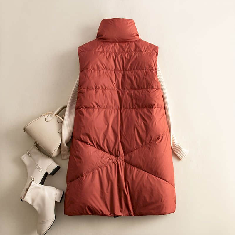 Gilets pour femmes col montant gilets décontracté coton ajouté Cardigans Style coréen ample mi-longue matelassé veste haut pour femme