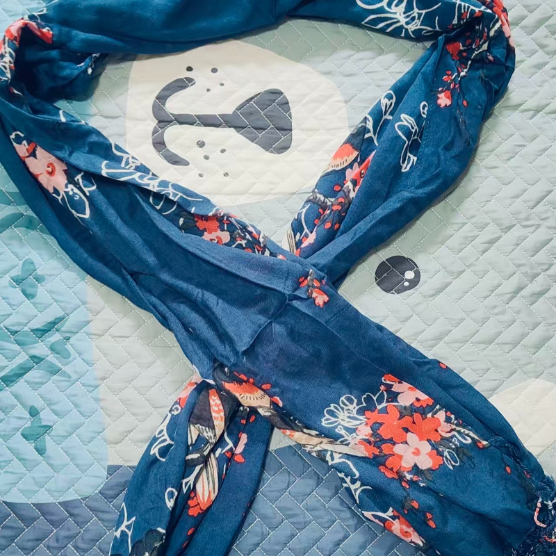 Écharpe bohème en coton et lin, imprimé Floral, châle Long léger, mode Vintage