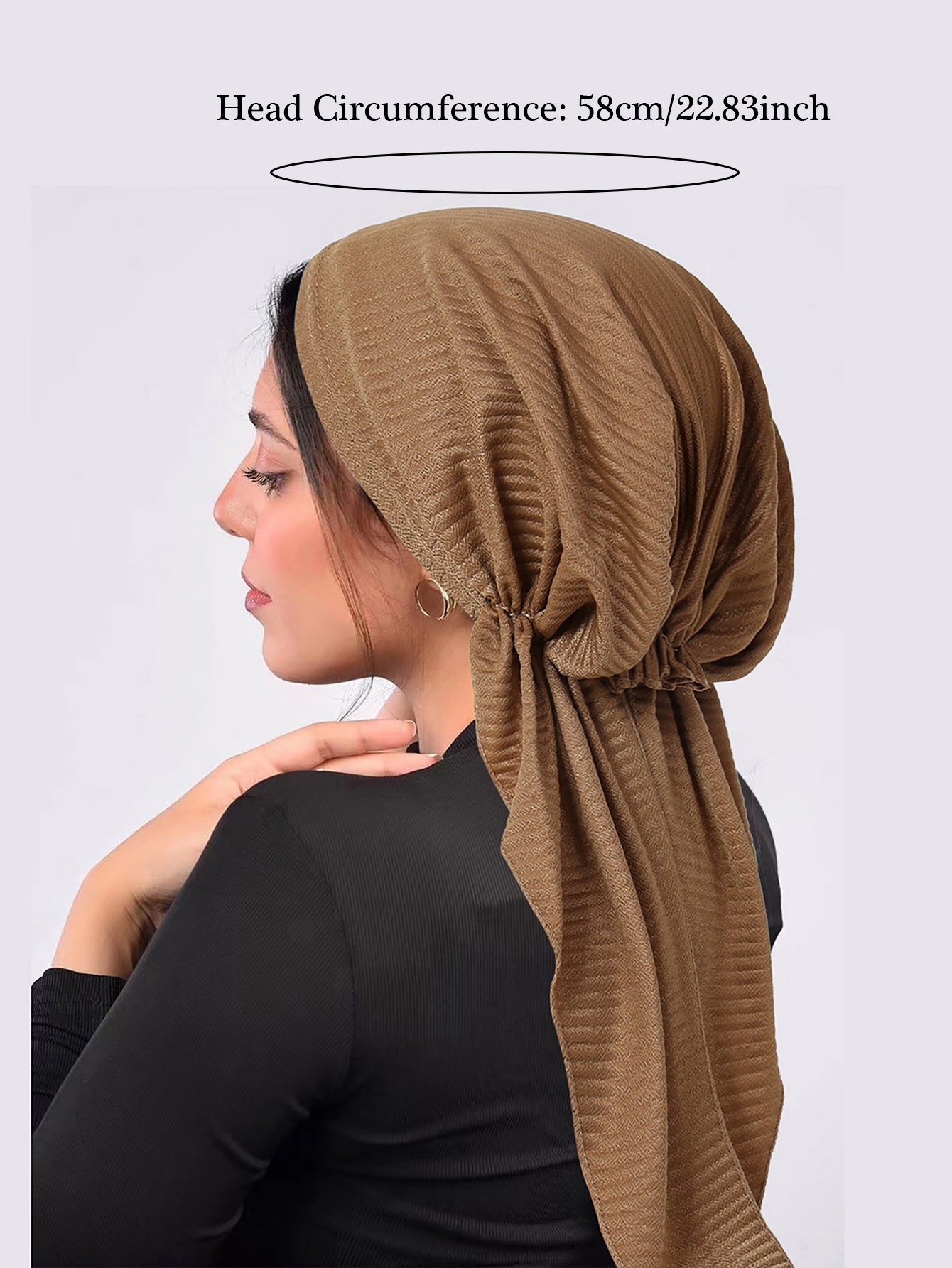 Ramadan froissé musulman Hijab casquettes envelopper tête doux élastique longue queue Turban Bonnet mode couleur unie coiffure portable