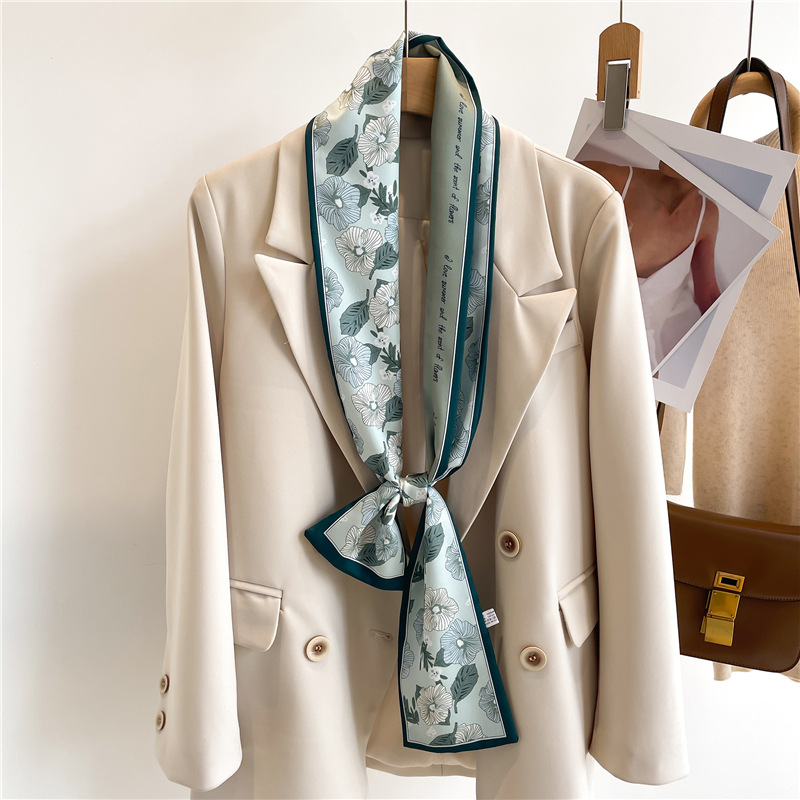 Nouvelle écharpe double couche haut de gamme, écharpe décorative, écharpe d'été à franges, cravate, polyvalente, fine, étroite, pour femme