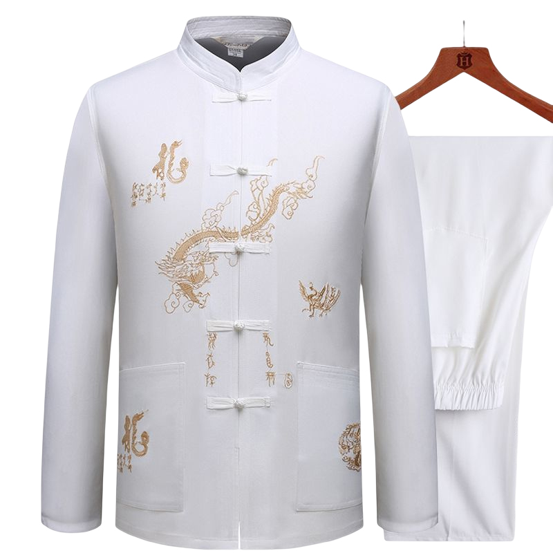 Vêtements Tang traditionnels chinois, costume Kung Fu, mode décontractée, T-shirt brodé, pantalon Wing Chun Tai Chi, ensemble confortable pour hommes