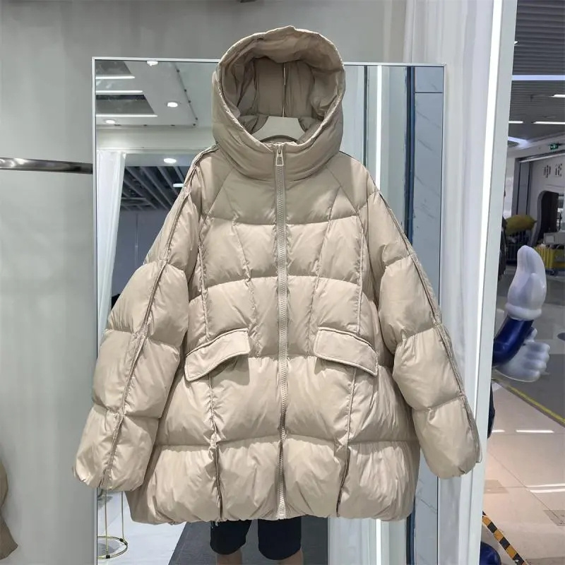 Doudoune pour femmes, décontractée, ample, surdimensionnée, pour l'automne et l'hiver, en duvet de canard blanc, chaude et épaisse, avec capuche, nouveau modèle 2026.