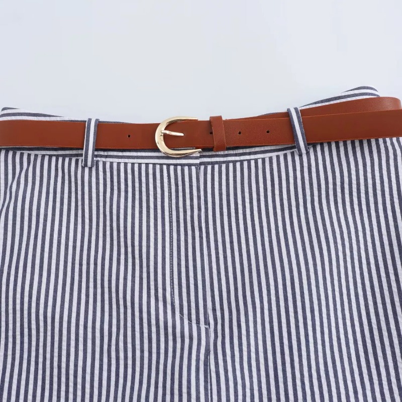 Femmes décontracté jupes rayées avec ceinture 2026 été femme taille haute a-ligne jupes élégant Streetwear dame Chic Shorts jupes