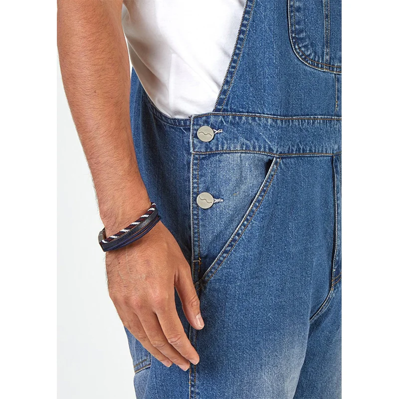 Pantalon à bretelles en Denim pour hommes, combinaisons pleine longueur délavée, salopette en jean droit Hip Hop pour hommes, Streetwear, nouvelle combinaison masculine
