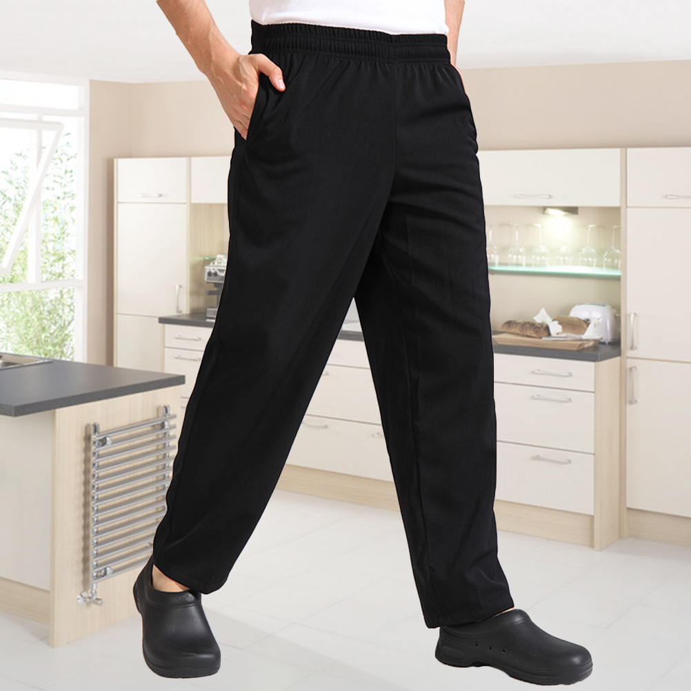 Une paire de vêtements de travail de chef pantalons durables pantalons de chef en matériau respirant-taille S (noir) pour hommes Filipina
