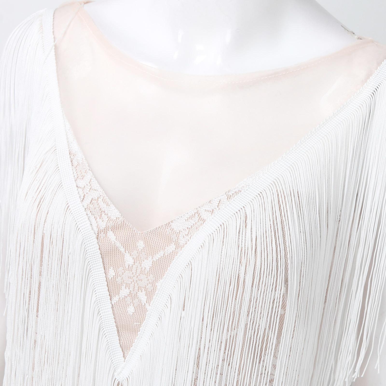 Robe longue à franges pour femmes, col en V profond, plume, pompon, fibre, élégante, fête, sexy, éducatif, été