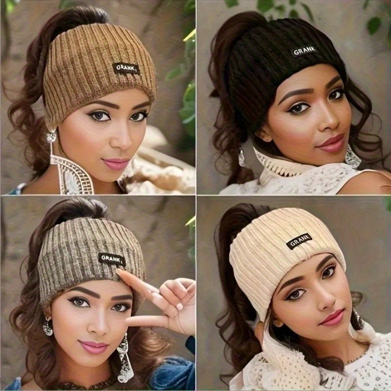 Femmes hiver large bandeau couleur unie tricoté chaud bandeau filles Punk élastique chapeaux sport bandes de cheveux accessoires