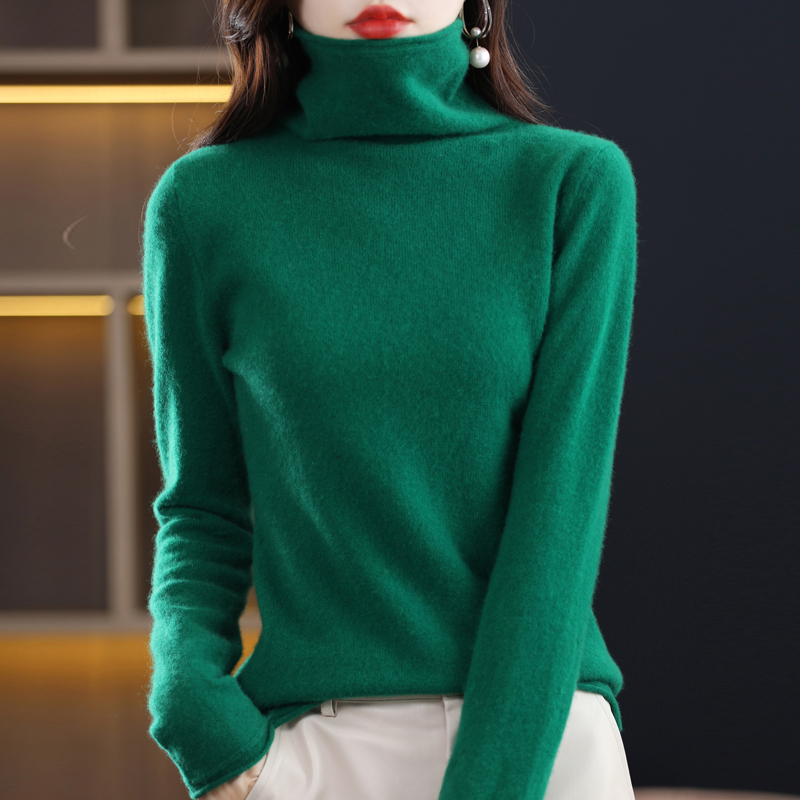 Femmes 100% laine mérinos pull automne hiver mode Pile col pull cachemire tricots décontracté à manches longues sommets