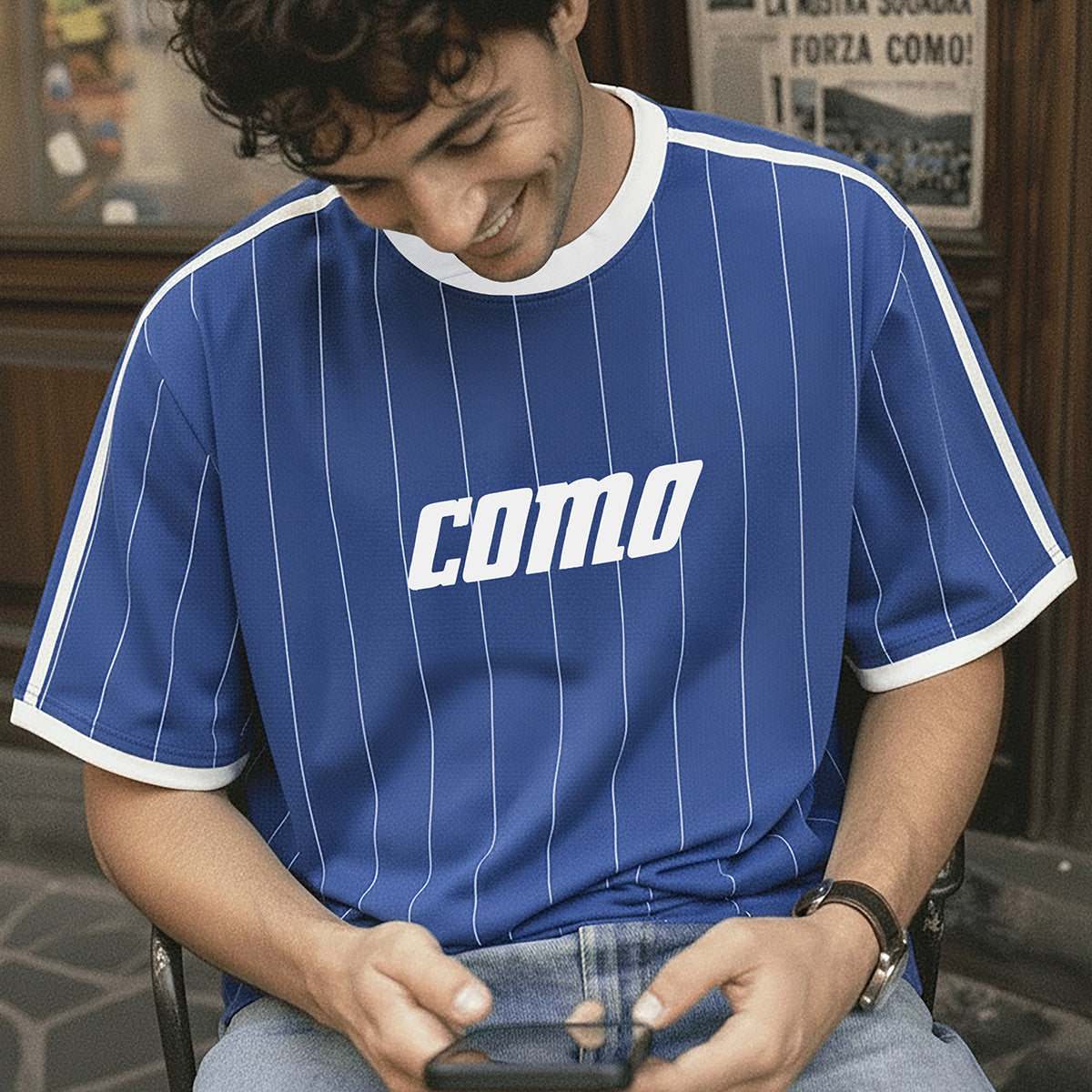 26-27 Nouveau T-shirt à manches courtes pour homme, décontracté et sportif, imprimé en 3D, à séchage rapide, Como Fan Street Jersey
