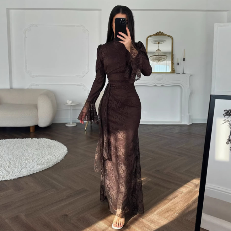 Robe longue sexy en maille moulante, col en V, bretelles larges, fleurs et sequins, dos nu, à nouer, jupe longue, collection été 2026, pour mariage, anniversaire, ou soirée, Vestido pour femme