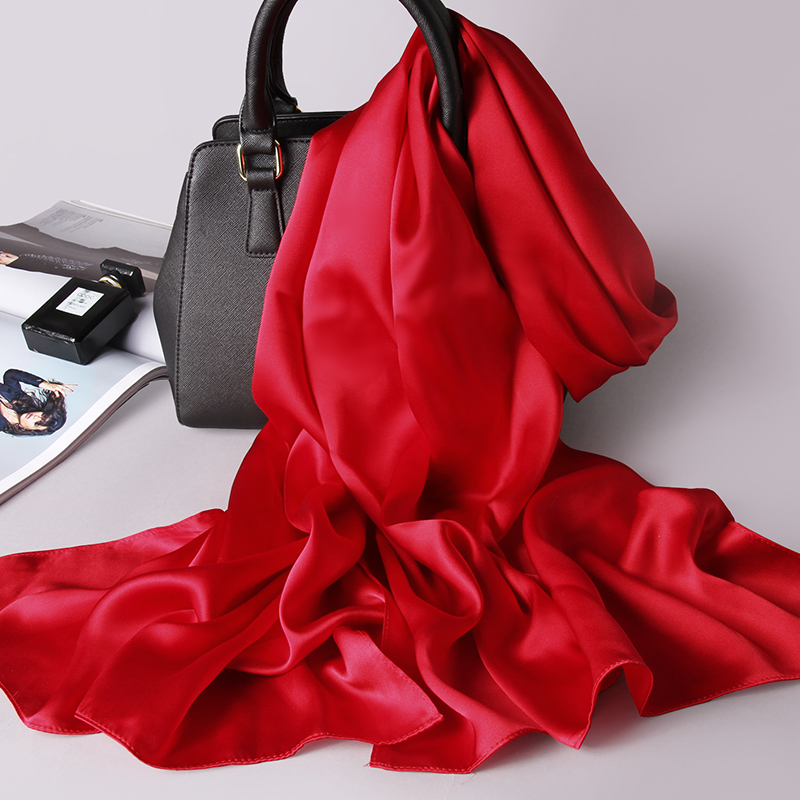 Foulard Long en soie naturelle pour femmes, châle de luxe, en Satin, Bufanda,foulard en soie,foulard cheveux