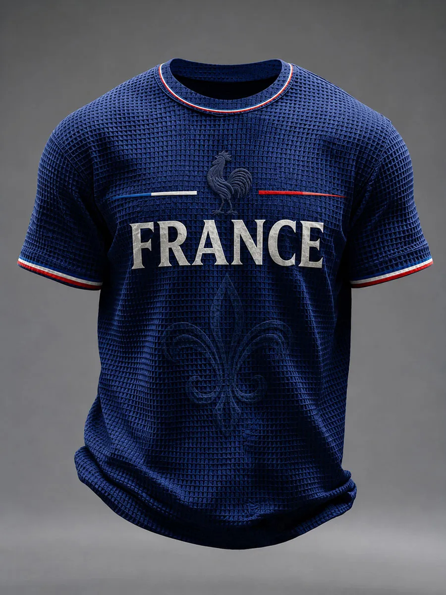 Maillot de football style français pour hommes et femmes, t-shirt à motif imprimé 3D, haut à manches courtes, séchage rapide, respirant, décontracté, pour l'extérieur, vêtements d'été
