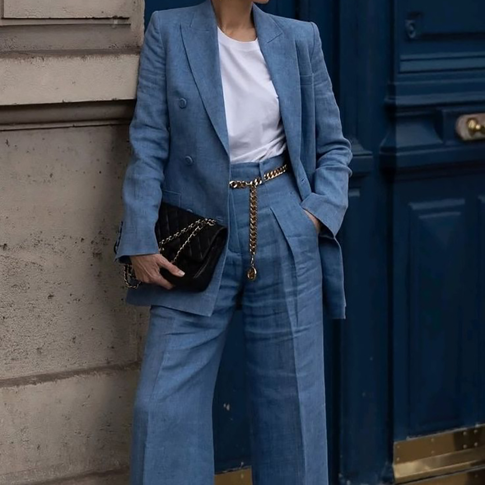 Ensemble deux pièces et pantalons pour femmes, Blazer classique et élégant à Double boutonnage, tenue professionnelle de fête d'affaires, costumes de bureau quotidiens, nouvelle collection