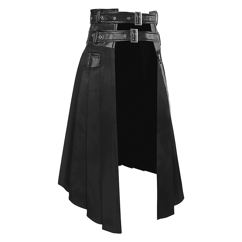 Jupe en cuir pour hommes, nouveau Rock, Style Punk Non grand public, décontracté, grande taille, demi-jupe, costumes de cosplay, printemps et automne
