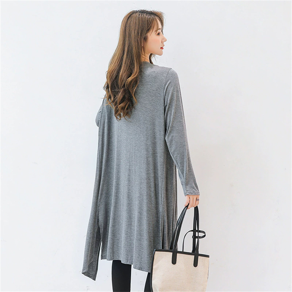 Cardigan long d'été en modal pour femme, style coréen, chemisier à manches longues, pull décontracté, vêtements de plage, blusas, tops