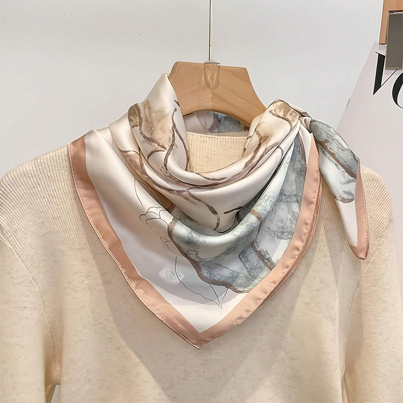Foulard en soie pour femmes, 70x70cm, Design de marque, imprimé, châle, foulard, Hijab, cheveux, main, poignet, Bandana, cravate, 2023