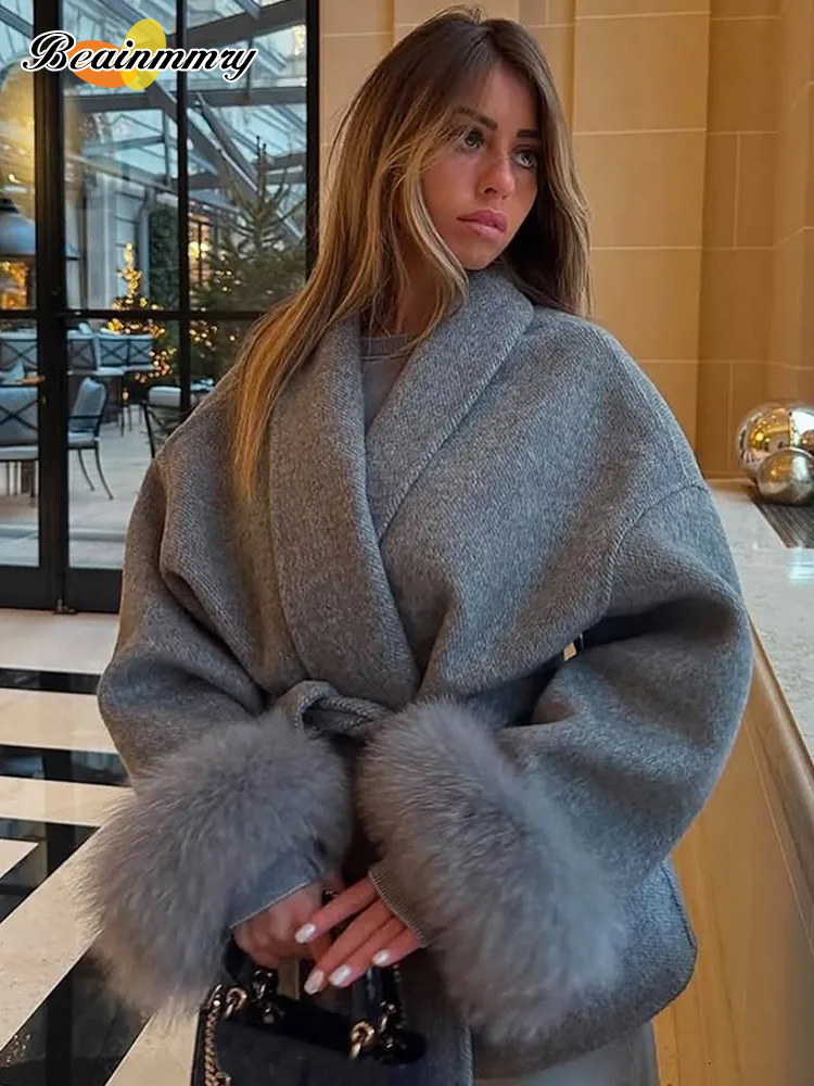 Manteau décontracté gland veste femmes mode Chic revers manches moyennes vestes courtes amples dame automne quotidien Highstreet vêtements d'extérieur