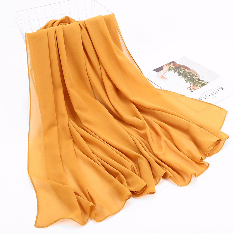 Foulard Hijabs en Mousseline de Soie pour Femme Musulmane, Écharpe de Haute Qualité, Solide, pour Document, Couvre-chef, Voile
