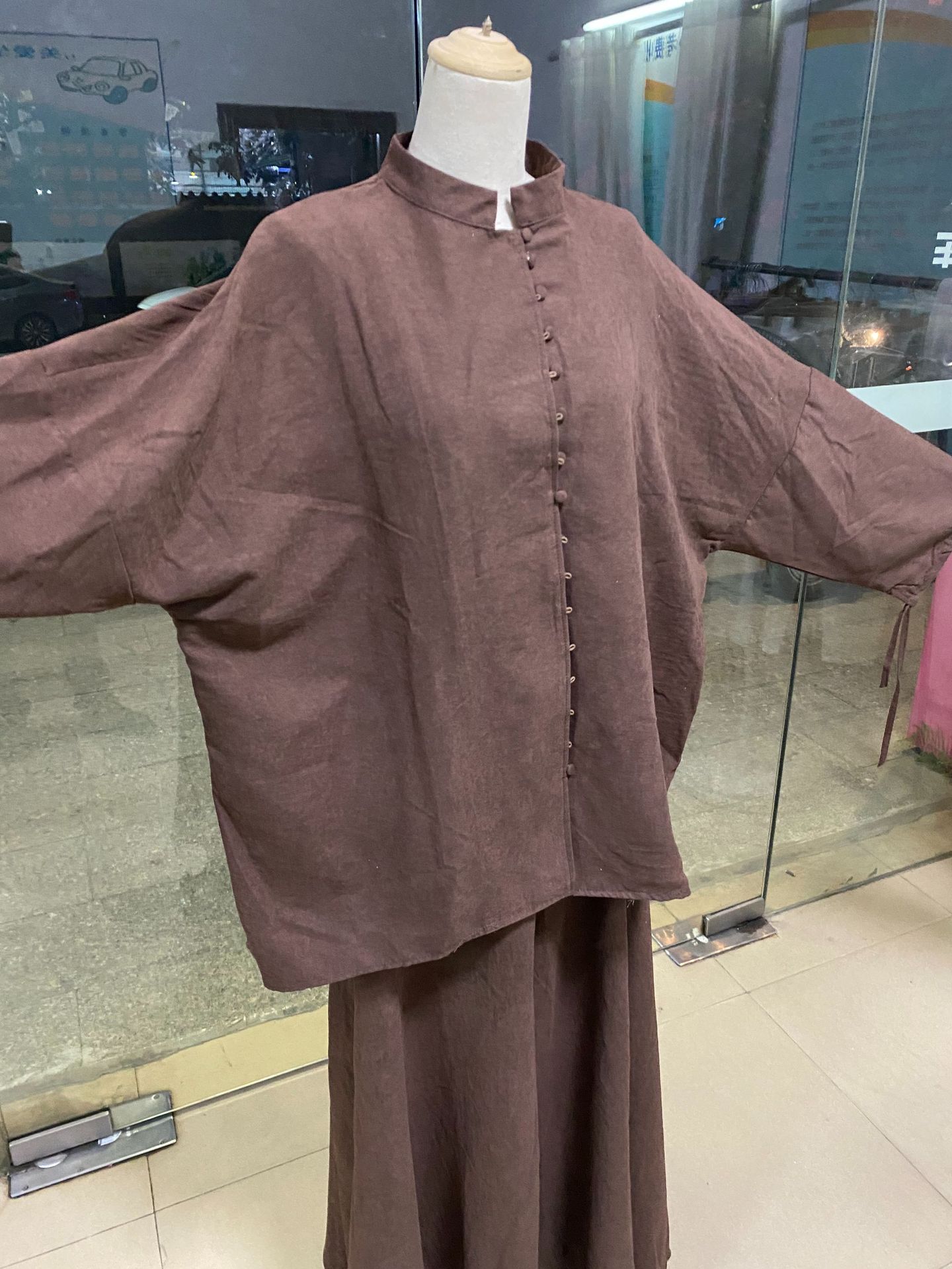 Ensemble 2 Pièces Femme : Chemise et Jupe Longue – Tenue Musulmane Aïd Ramadan, Style Marocain Dubaï, Ensemble Islamique à Boutonnage Simple