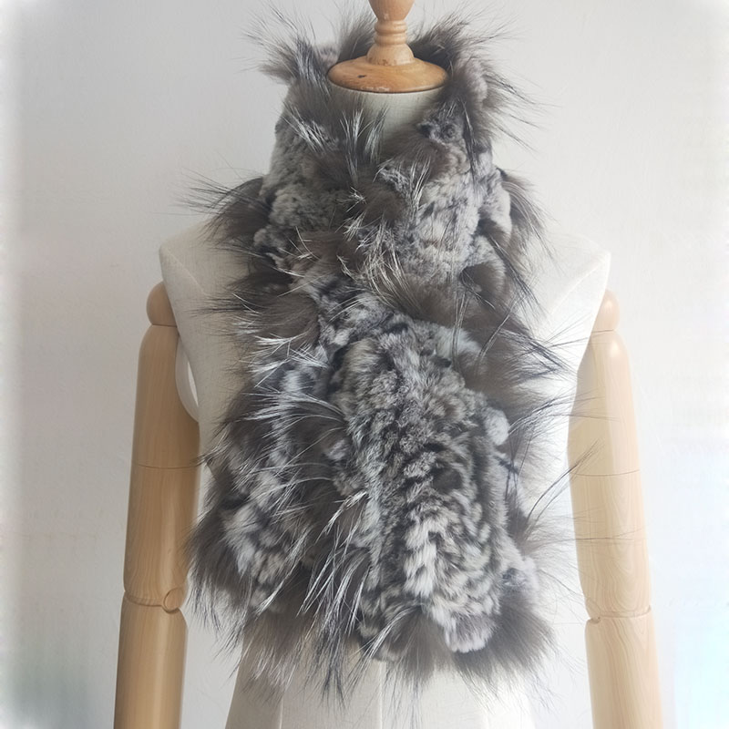 Écharpe en fourrure de lapin Rex véritable pour femme, écharpes de luxe pour femme, tout à la mode, hiver, nouveau, 2019