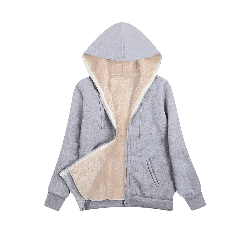 Hiver femmes à capuche en peluche manteau polaire sweats à capuche S-2XL fermeture éclair sweat à manches longues pull veste
