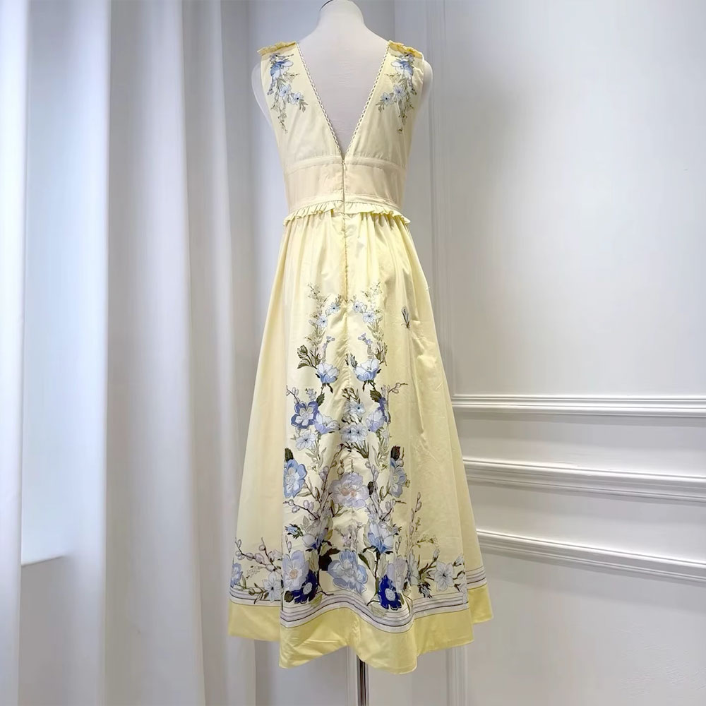 Robe d'été vintage pour femme, style débardeur, coupe ajustée, col en V profond, sans manches, ajourée, motif floral, idéale pour la plage et les vacances